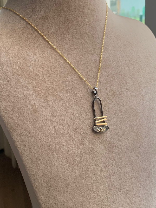 Kemer Formunda Oksitli Modern Gümüş Kolye - Görsel 2